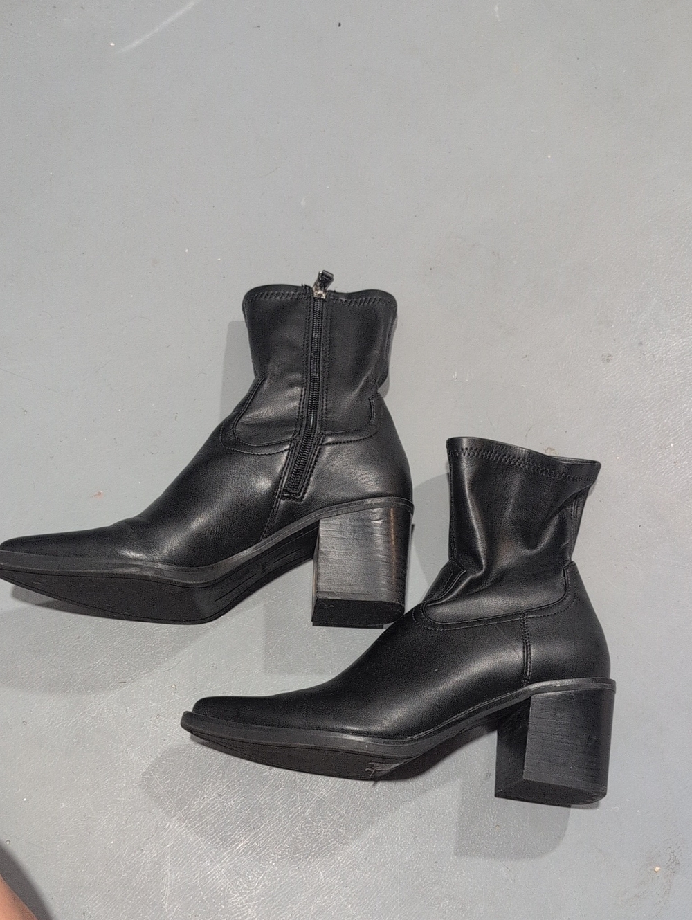 Dolce Vita Black Leather Block Heel Ankle Boots